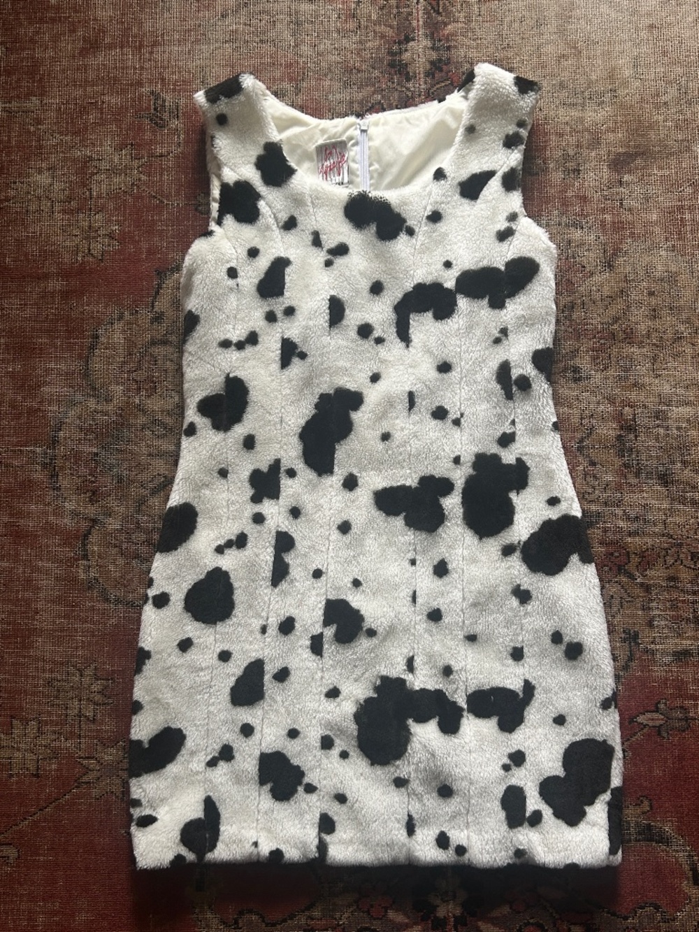 Vintage 80s/90s Faux Fur Cow Print Mini Dress
